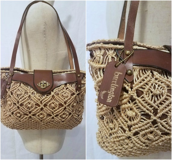 Vintage 1970's // Jute Macrame//Burlington Leather