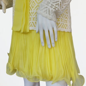 Vicky Vaughn 1960's Yellow White Lace Chiffon Mini GoGo Dress I Sz Med image 2