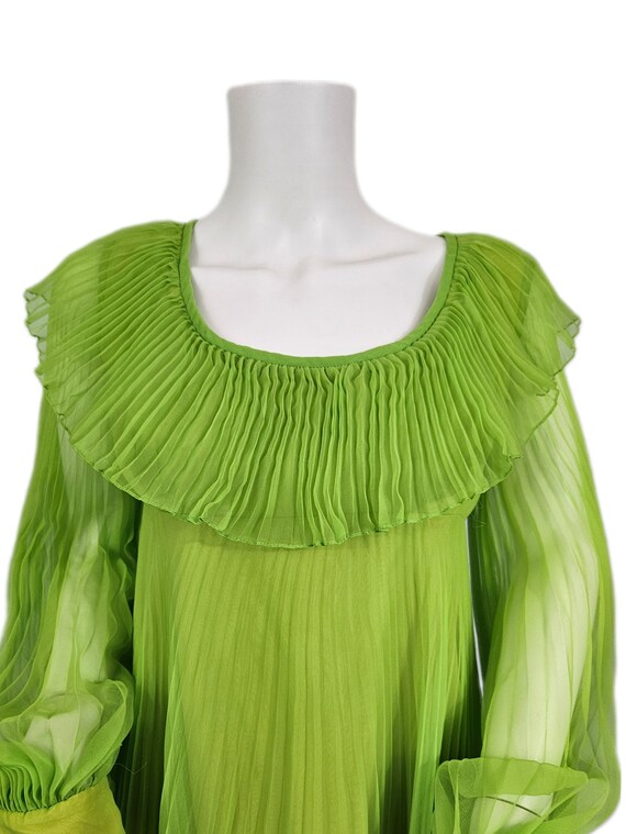 Iconic 1960's Lime Green Pleated Chiffon Baby Dol… - image 4