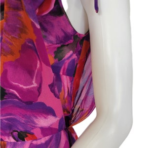1970's Bold Purple Floral Print Handkerchief Hem Dress I Sz Med I Mar Martin image 8