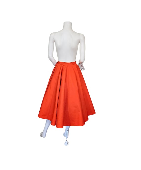 1950's Orange Cotton Canvas Circle Skirt I Sz Sm - image 10