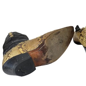 1980's Scrunch Black Leather Snakesking Western Cowboy Boots I Sz 8/10 I Rocker image 6