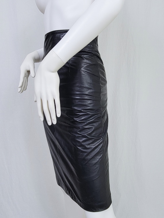 1980's Black Leather High Waist Pencil Skirt I Ve… - image 6