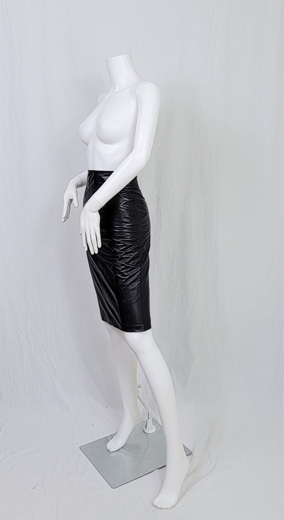 1980's Black Leather High Waist Pencil Skirt I Ve… - image 5