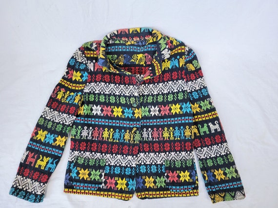 1950's Colorful Woven Cotton Guatemalan Jacket I … - image 7