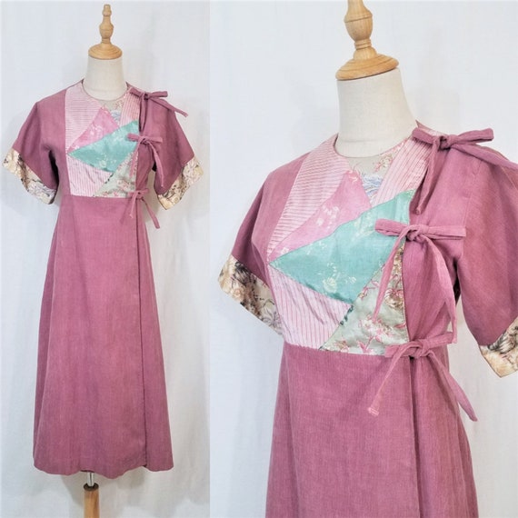 1970's Sharon's World Dusty Rose Corduroy Kimono P