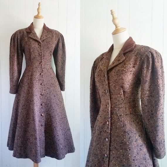 1980's Brown Wool Speckled Princess Equestrian Rid