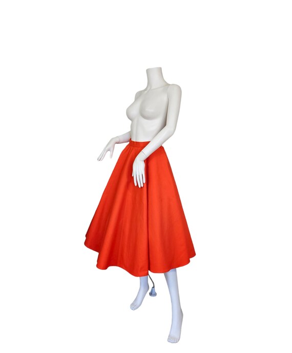 1950's Orange Cotton Canvas Circle Skirt I Sz Sm - image 9