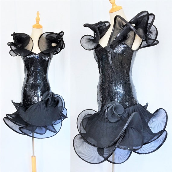 1980's Black Sequin Julie Duroche' Avant Garde Sur