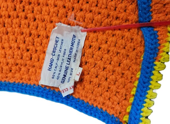 1960's Yellow Orange Crochet Knit Patchwork Sweat… - image 6