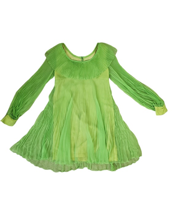 Iconic 1960's Lime Green Pleated Chiffon Baby Dol… - image 7