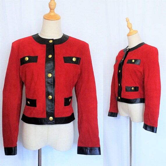 1980's Red Black Suede Cropped I1 Fiorentino Itali