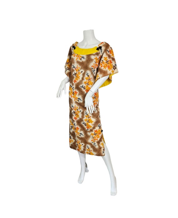 Volup 1950's Orange Yellow Cotton Hawaiian Muumuu… - image 5