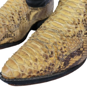 1980's Scrunch Black Leather Snakesking Western Cowboy Boots I Sz 8/10 I Rocker image 8
