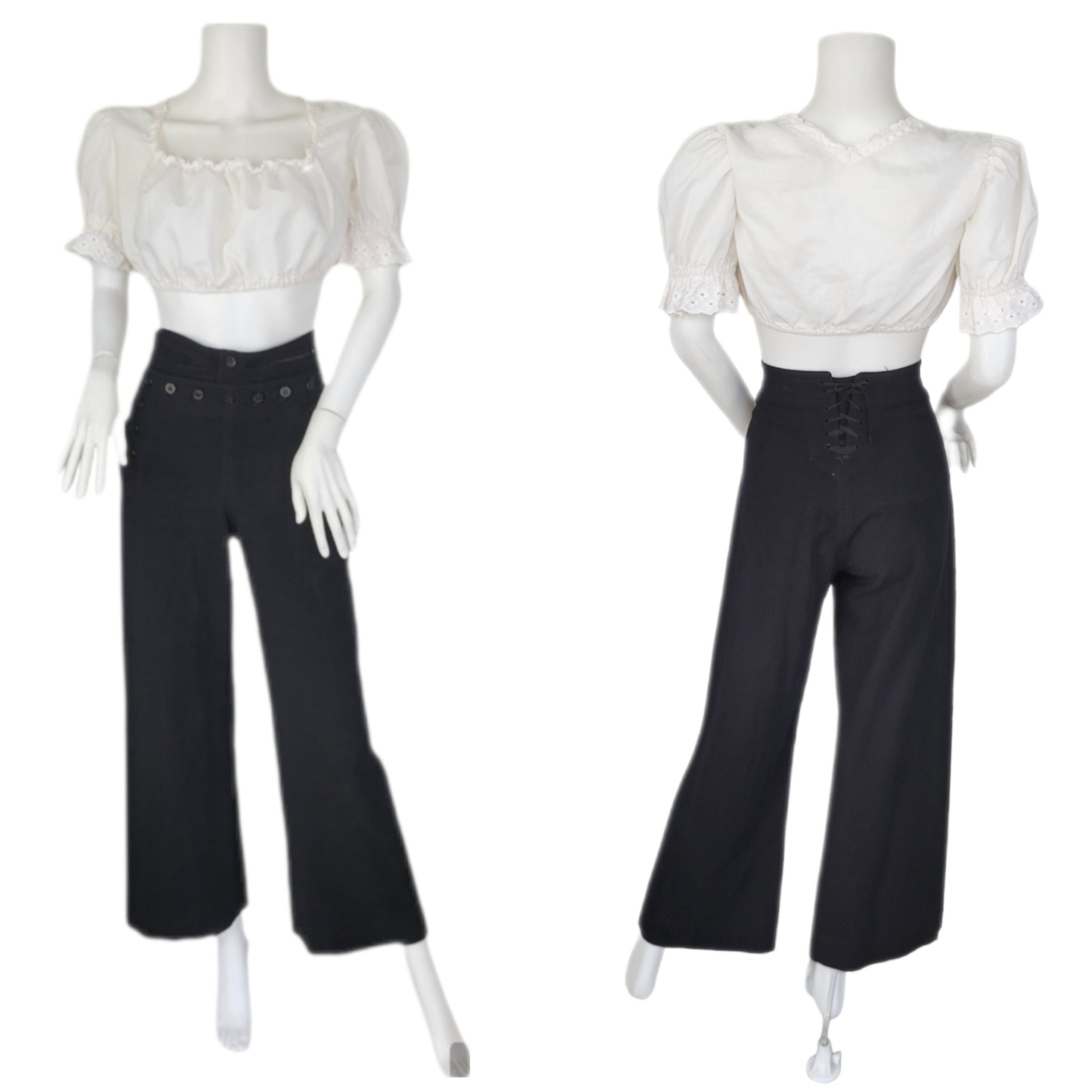 1930s 40s Style Sailor Pants in Navy :: House of Foxy Wholesale