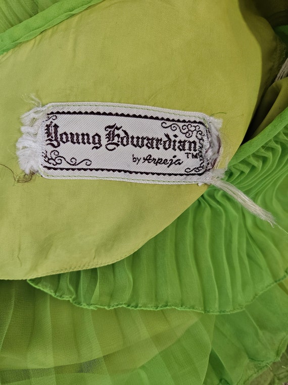 Iconic 1960's Lime Green Pleated Chiffon Baby Dol… - image 8