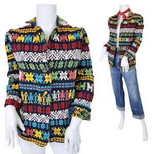 1950's Colorful Woven Cotton Guatemalan Jacket I Sz Med