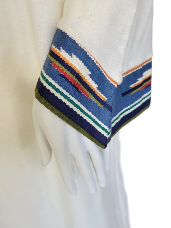 1970's Southwest Print White Flannel Caftan Robe … - image 5
