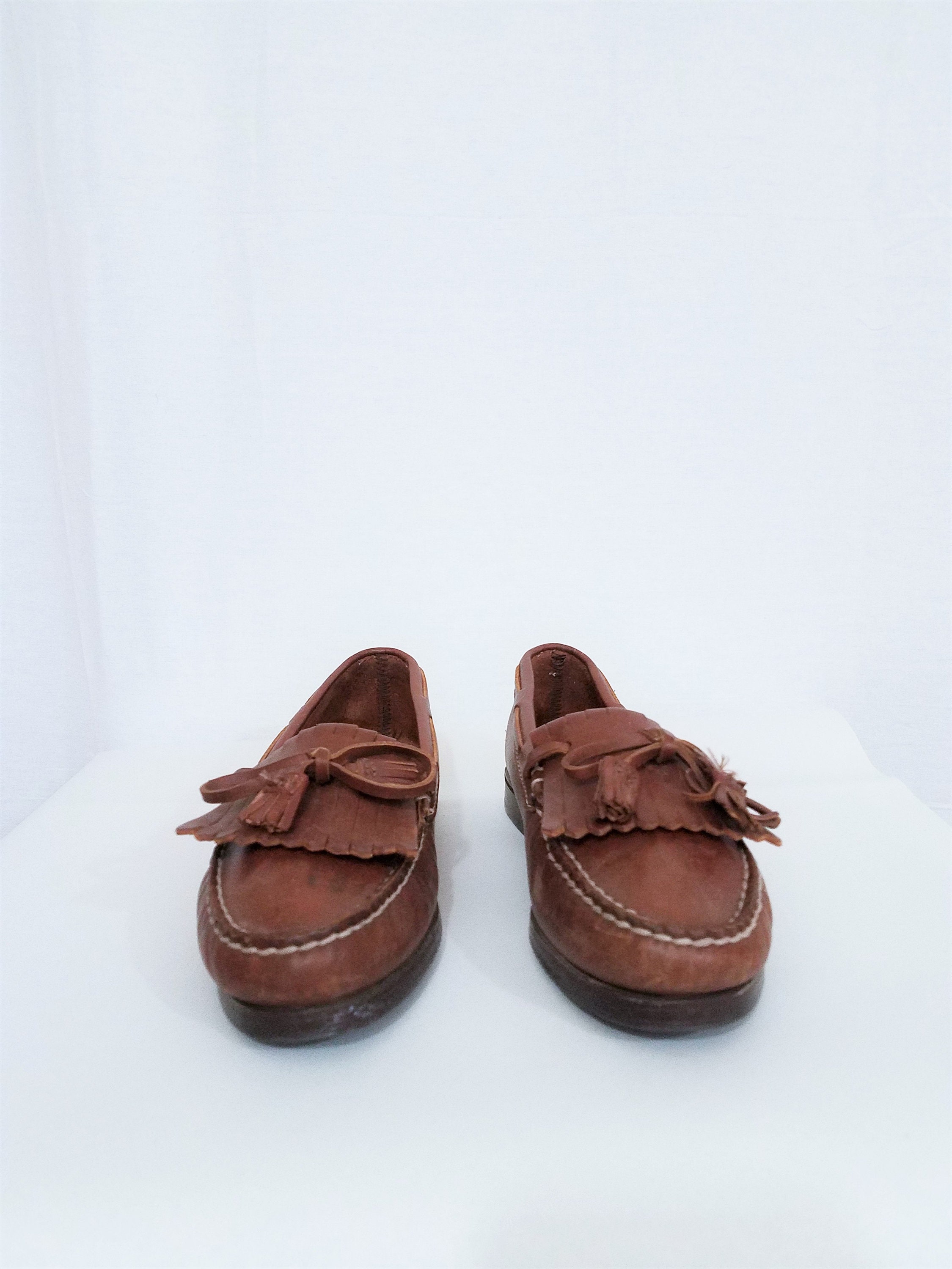 Vintage 1970's Dexter Brown Leather Kiltie Fringe Loafers | Etsy