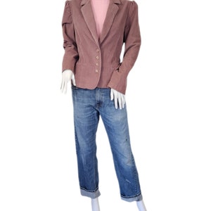 Blazer en velours côtelé de coton rose poudré des années 1980 I manteau de costume I veste I Sz Med I Catch III I Bobbie Brooks image 2