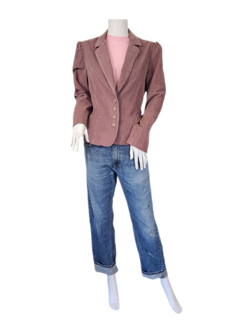Blazer en velours côtelé de coton rose poudré des années 1980 I manteau de costume I veste I Sz Med I Catch III I Bobbie Brooks image 2