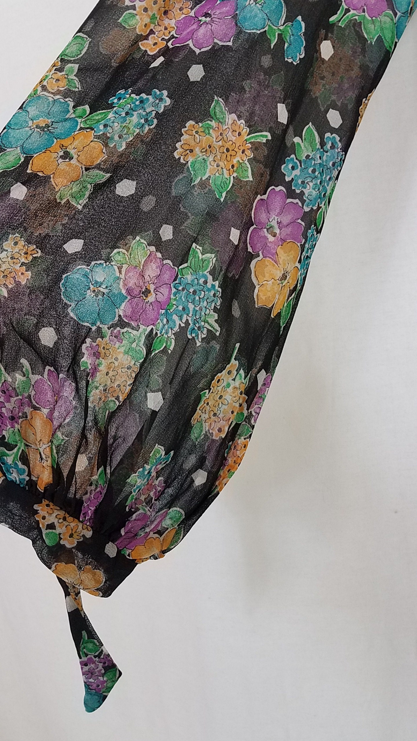 1970's Sheer Black Floral Print 30's Style Dressing | Etsy