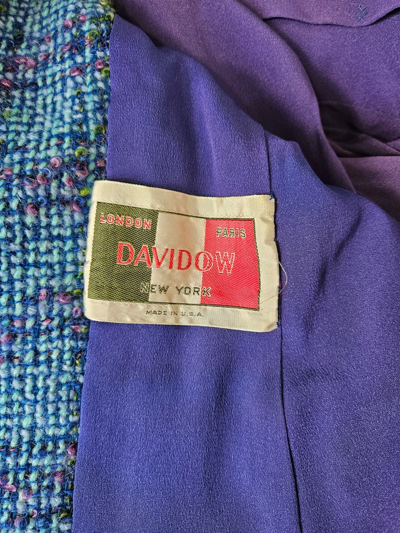 Marshall Fields 1960's Blue Pink Nubby Wool Plaid Boxy Short Jacket I Suit Coat I Blazer I Sz Med I David Ow image 9