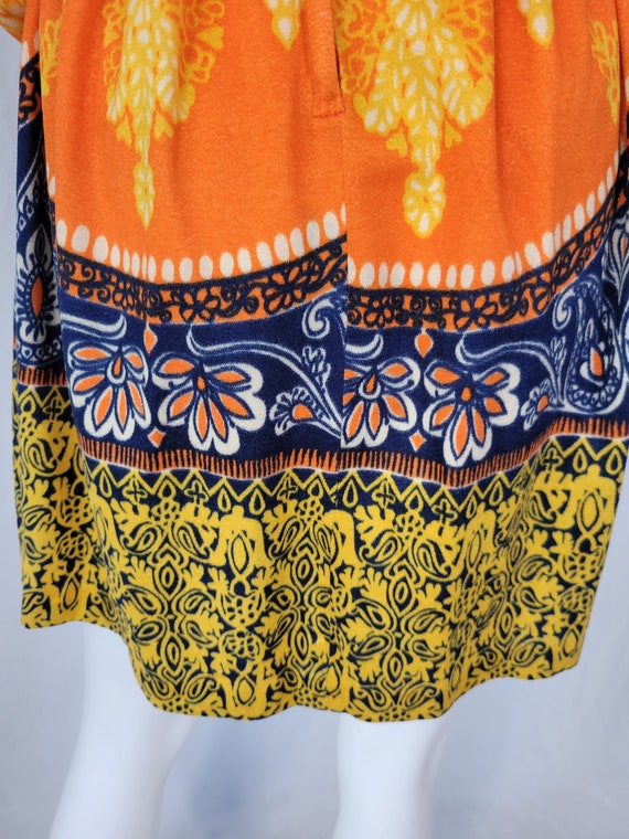 1960's Orange Psychedelic Batik Print Short Mini … - image 7