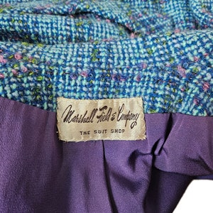 Marshall Fields 1960's Blue Pink Nubby Wool Plaid Boxy Short Jacket I Suit Coat I Blazer I Sz Med I David Ow image 10
