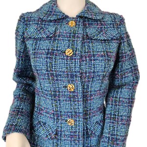 Marshall Fields 1960's Blue Pink Nubby Wool Plaid Boxy Short Jacket I Suit Coat I Blazer I Sz Med I David Ow image 2