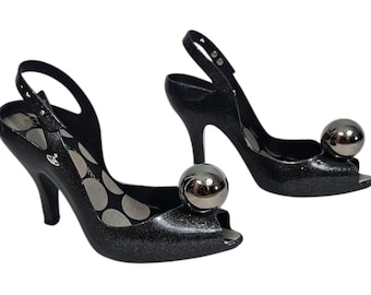 Vivienne Westwood Anglomania Black Glitter Lady Dragon Silver Ball