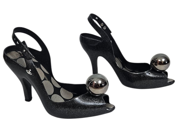 Vivienne Westwood Anglomania Black Glitter Lady Dragon Silver Ball