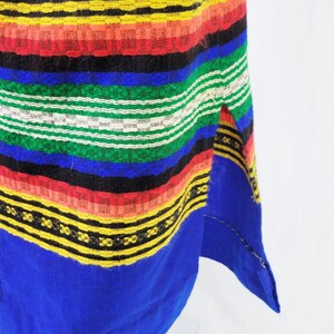 1960's Royal Blue Woven Caftan Smock Maxi Dress I Sz Med I Neon I Mexican I Resort Wear image 8