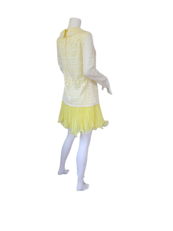 Vicky Vaughn 1960's Yellow White Lace Chiffon Min… - image 9