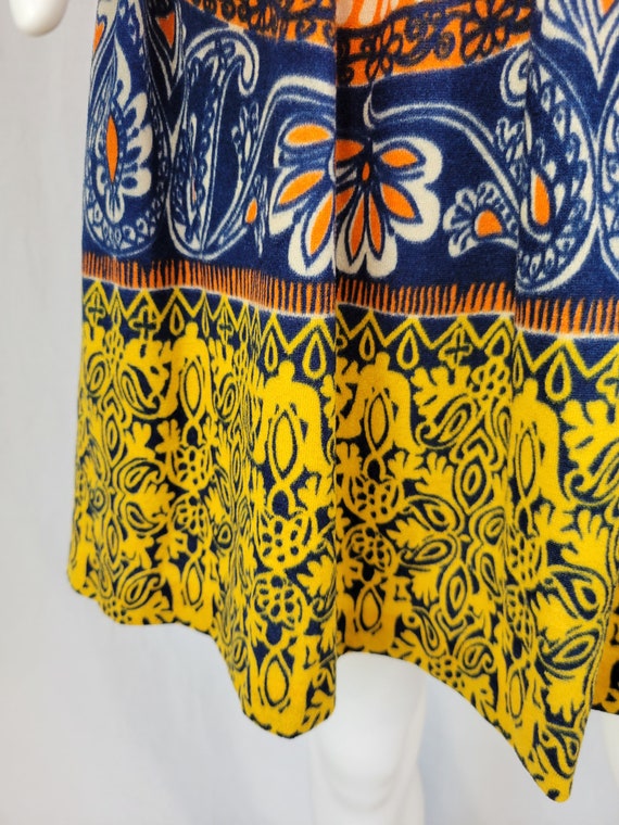 1960's Orange Psychedelic Batik Print Short Mini … - image 3