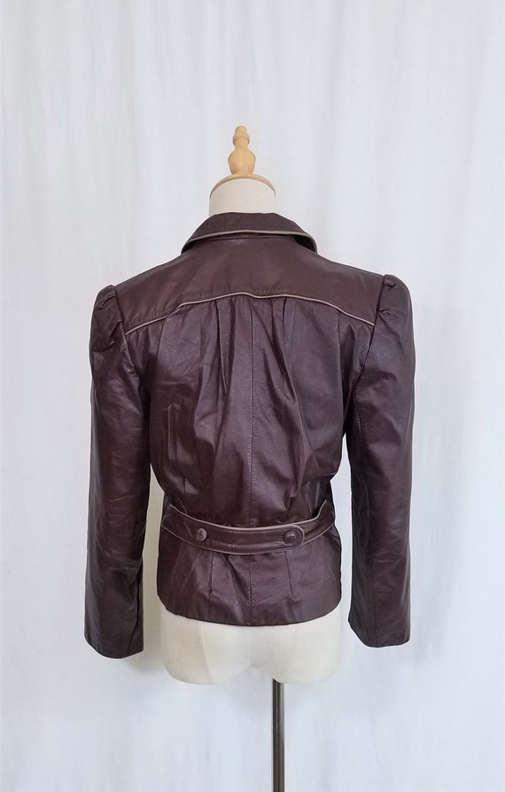 1970's/80's Cropped Brown Leather Belted Back Fit… - image 7