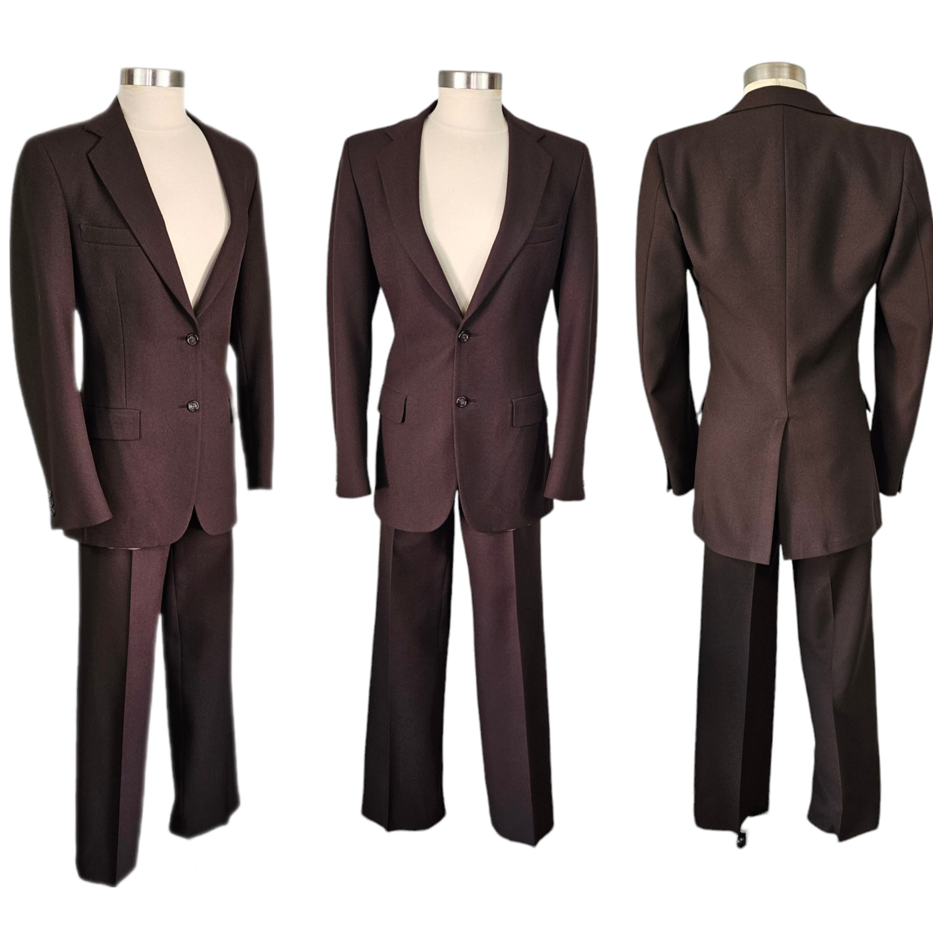 Vintage 1960s Mod Mens Dandy Suit 1969 Double Breasted Black Velvet Size M  L 42