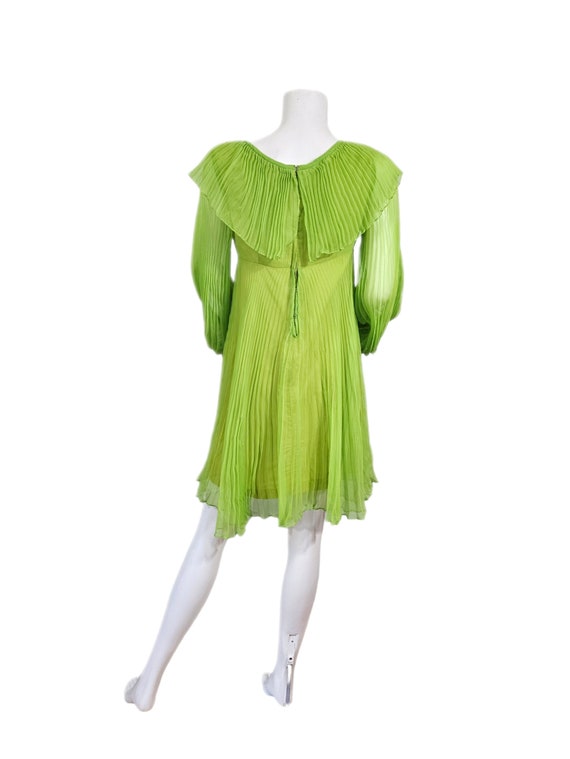 Iconic 1960's Lime Green Pleated Chiffon Baby Dol… - image 6