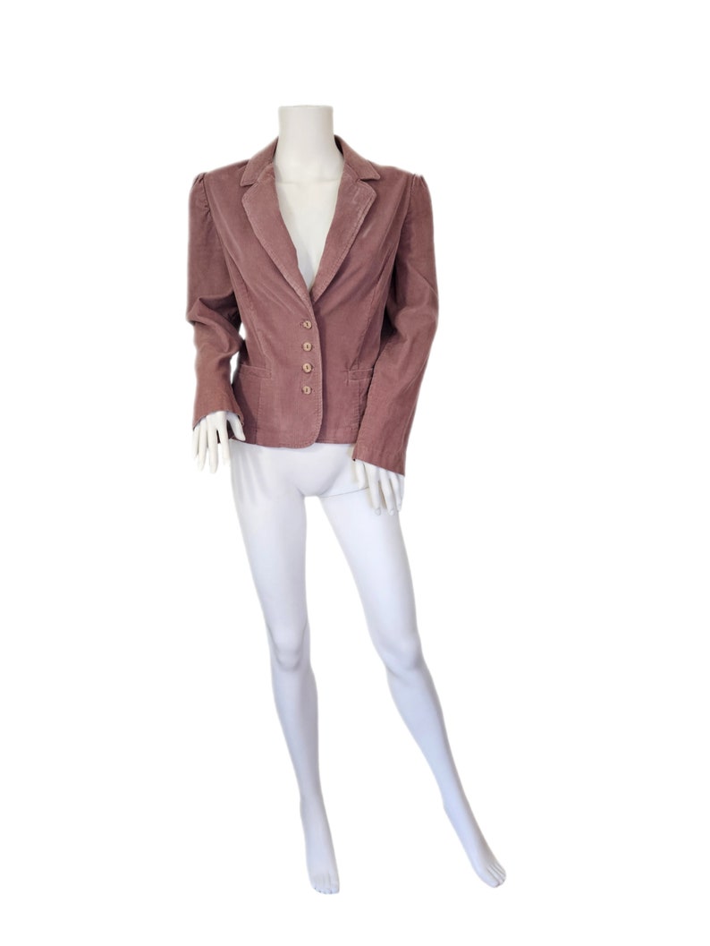 Blazer en velours côtelé de coton rose poudré des années 1980 I manteau de costume I veste I Sz Med I Catch III I Bobbie Brooks image 5
