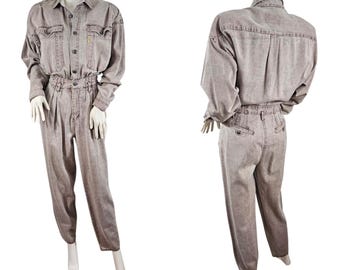 Mono de algodón lavado a la piedra rosa y gris de los años 80, Med Avenue Mireille Bitton