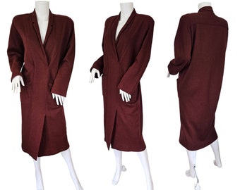 Norma Kamali 1980's Burgundy Raisin Fleece Sweatshirt Cocoon Dress I Sz Med