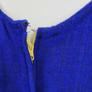 1960's Royal Blue Woven Caftan Smock Maxi Dress I Sz Med I Neon I Mexican I Resort Wear image 6