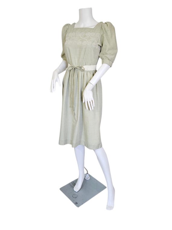 1980s Sage Green Cashmere Dress