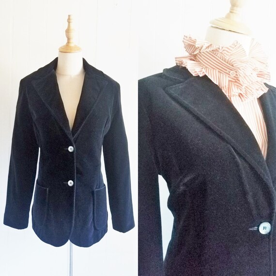 1970's Koret Black Velvet Blazer l Jacket I Suit C