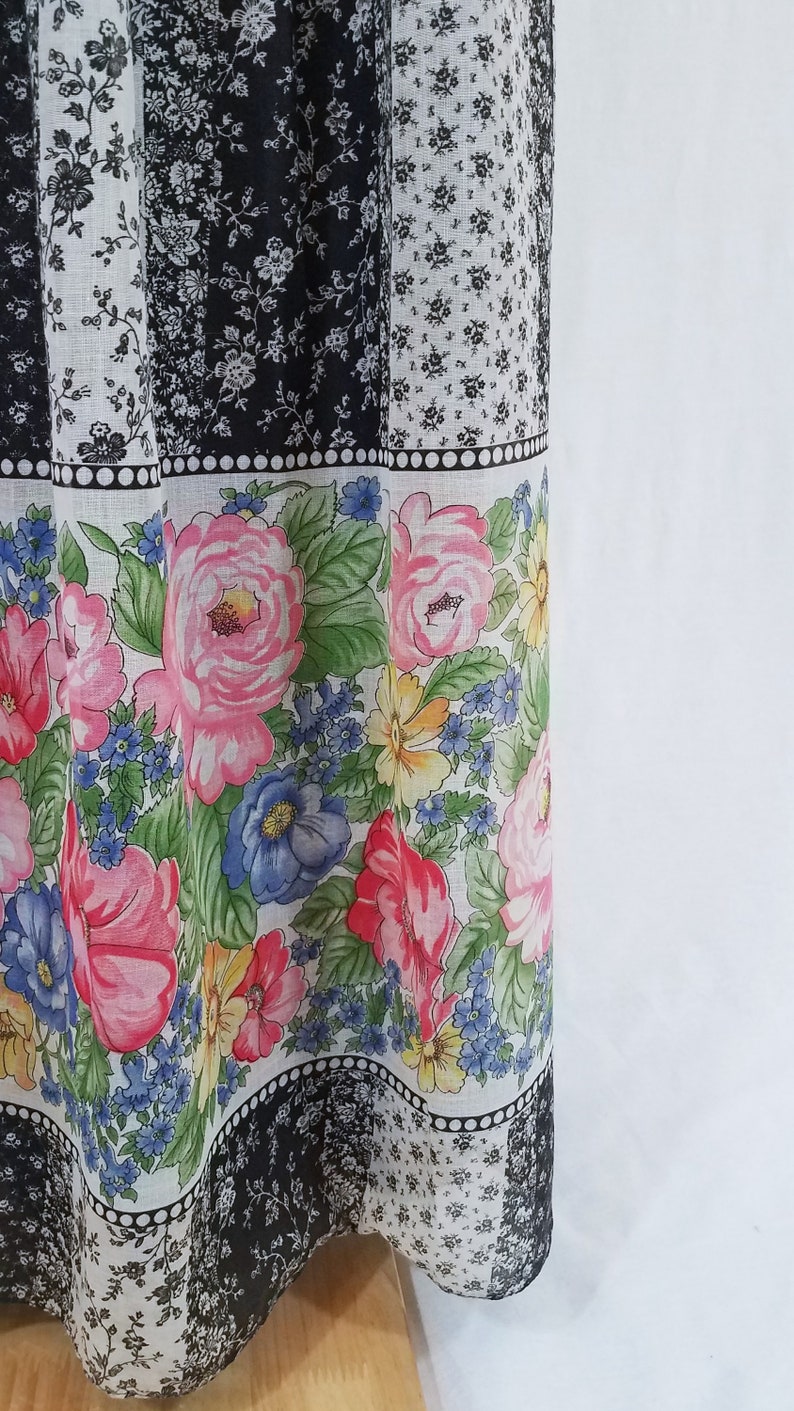 1970's Miss Elliette Toile Black Pink Floral Border Print | Etsy