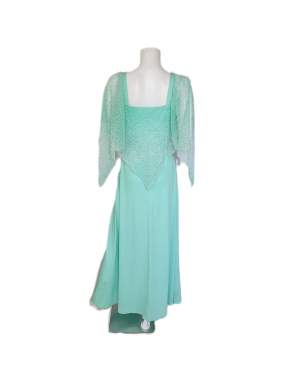 Angle Wing Chiffon 1970's Mint Green Long Poly Ma… - image 5