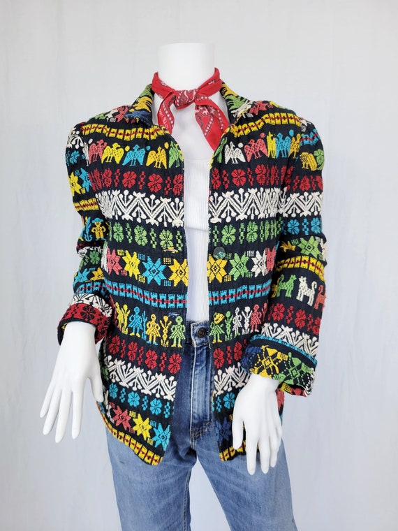 1950's Colorful Woven Cotton Guatemalan Jacket I … - image 2
