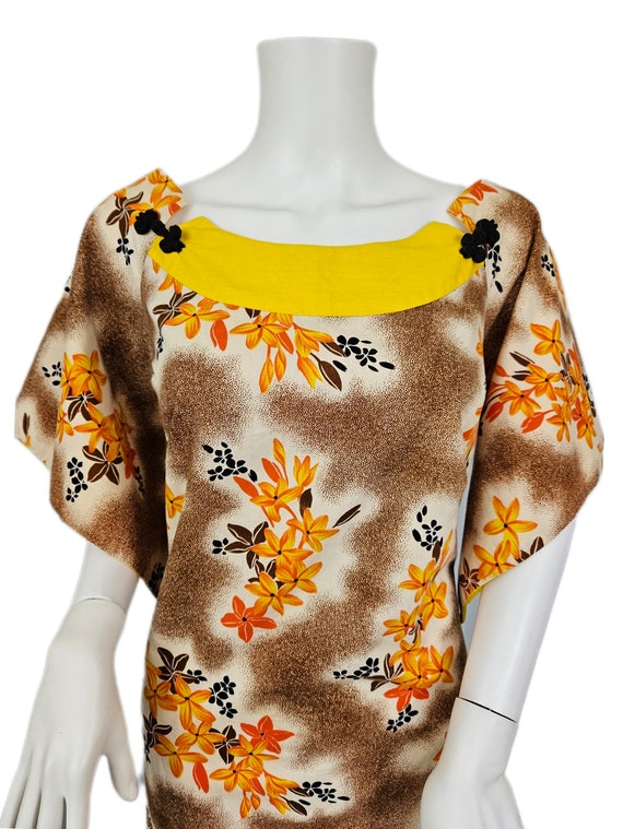 Volup 1950's Orange Yellow Cotton Hawaiian Muumuu… - image 2