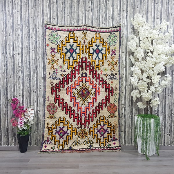 Azilal Rug vintage moroccan berber rug - moroccan rug - dimension : 200 cm x 120 cm