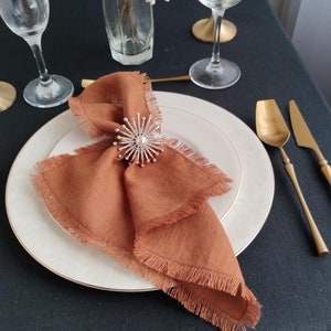 Wedding cocktail napkins with fringed, Linen napkins bulk, Cloth napkins for wedding table decor, Custom napkins rustic kitchen decor